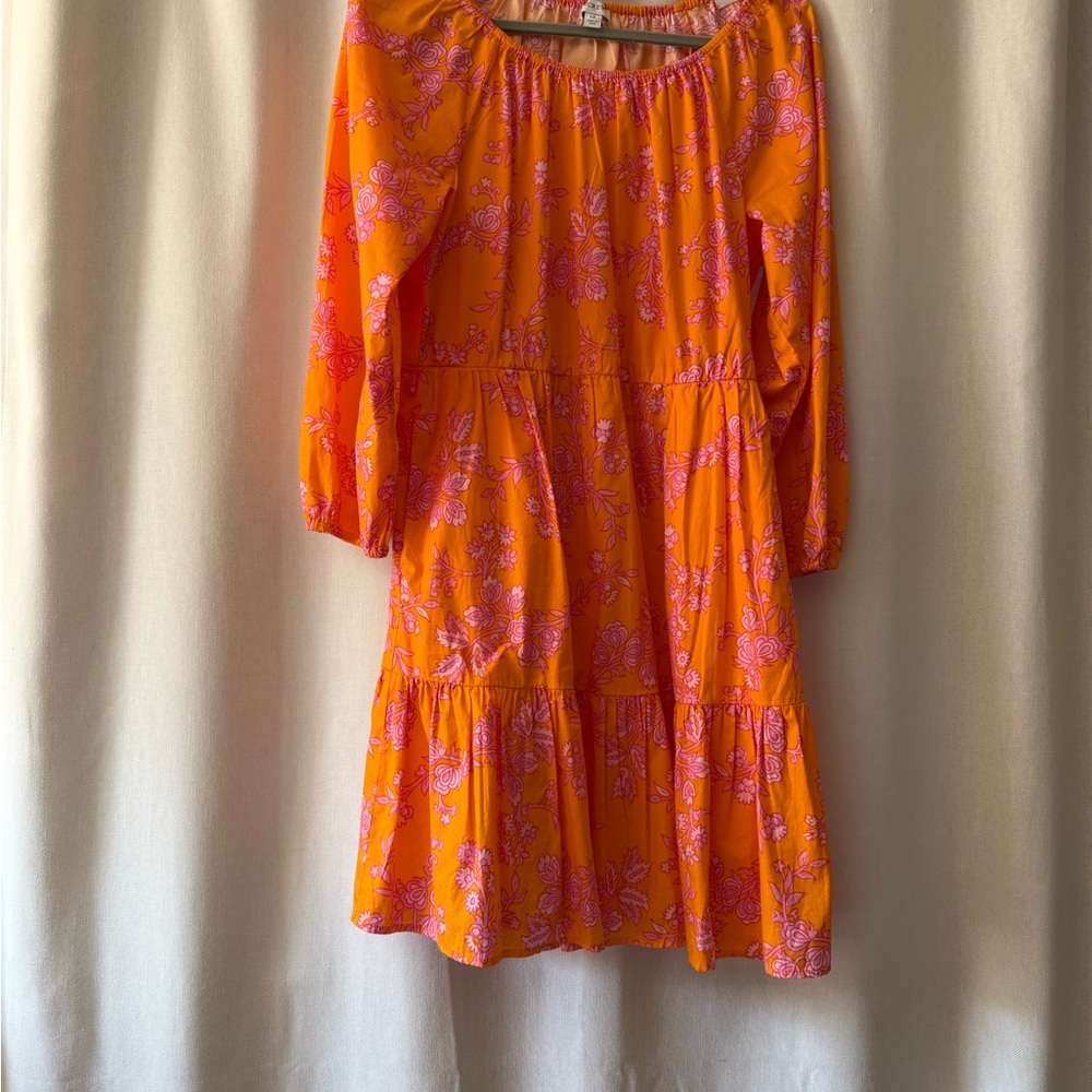 J Crew Orange and Pink Floral Dress